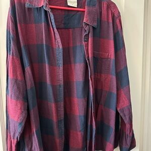 Dickies Red and Blue Plaid Button Down Shirt